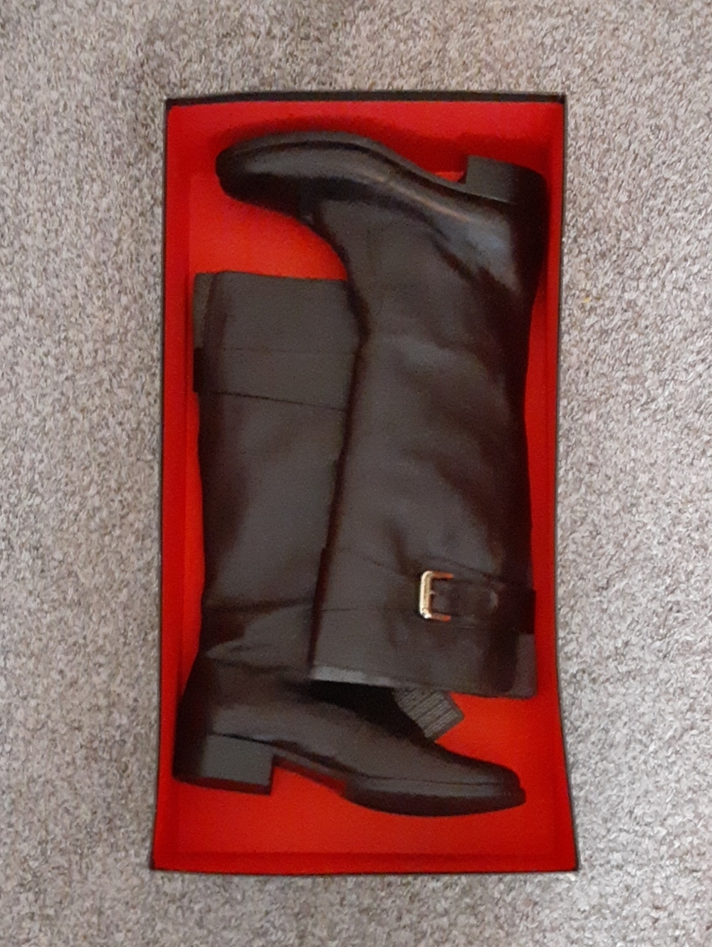 Bruno Magli Black Boots with Gold Buckle